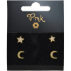 Pozlátené náušnice SET 4 ks MESIAC a HVIEZDA