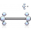 Titánový piercing do bradaviek s tromi opálovými kamienkami s vnútorným závitom Patricia Farba: Opálové biela