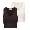 Slazenger 2pk Croptank Womens Chocolate/Sugar 14 (42)