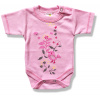 BABY´S WEAR Detské body, krátky rukáv- VTÁČIK, ružové veľkosť: 74 (6-9m)