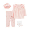 CARTER'S Set 4dielny tričko dl. rukáv, legíny, čelenka, ponožky Pink Dragonfly holka MFL 12m/vel. 80