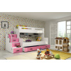 BMS Rozšírená poschodová posteľ s úložným priestorom MAX 3 200x120 biela Doplňujúca farba postele: Ružová