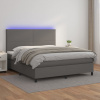Box spring postel s matrací a LED šedá 160x200 cm umělá kůže Šedá 3135835
