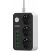 Energizer 3x SCHUKO 6x USB-A 2500W 10A napájací pásik s vypínačom 2M KÁBEL