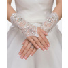 B-TOP Svadobné krajkové rukavice bez prstov – biele, zdobené flitrami a kamienkami