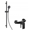 kielle Vega Sprchový set s batériou, tyčou, hadicou a sprchovou hlavicou EcoSpare, matná čierna 20618SN54