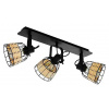 Stropné bodové svietidlo Eglo Anwick / 3 žiarovky / pohyblivá hlava / E27 / 120 W / IP20 / oceľ / ratan / čierna