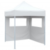 zahrada-XL Profesionálny skladací párty stan+2 steny 2x2 m, oceľ, biely 48887