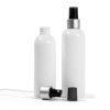 Plastová fľaša biela, rozprašovač čierny, strieborná matná obruč, 200 ml