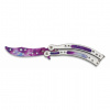 Nôž motýlik tréningový Albainox Abanico Balisong 23,5 cm - strieborný-fialový