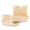 New Baby detská silikónová jedálenská súprava béžová