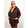 Kesi Włoski Dámska mikina Plus Size bavlnená oversize s dlhým rukávom hnedá