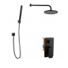 kielle Vega Sprchový set s batériou pod omietku, na 2 spotrebiče, s príslušenstvom EcoSpare a telesom, matná čierna 20618SP104