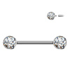 Titánový piercing do bradavky s vnútorným závitom a zirkónmi Amelia Farba: číra, Dĺžka / priemer: 16 mm, Veľkosť koncovky: 6 mm