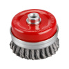 Kartáč hrnčekový M14 vrkočový, oceľový drôt 0,5mm, 100mm