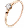 Oceľový Rosegold prsteň s čírym zirkónom Veľkosť prstenu: 49