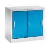Kancelárska skriňa Acurado - Sideboard, posuvné dvere, 800 x 400 x 720 mm, bledosivá/bledomodrá