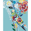Maľovanie podľa čísel – Vtáčik a maľované kvety, 40 × 50 cm, napnuté plátno na rám 8596530016137