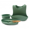 New Baby detská silikónová jedálenská súprava zelená
