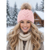 Dámska čiapka s bambuľou z pravej kožušiny Ania - ružová, Varianta: Čiapka, VEĽKOSŤ NOVÉ UNI