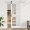 zahrada-XL Posuvné Dvere s Hardvérovou Sadou 'ORKDAL'Biele Masívne Drevo & Sklo, vidaXL Interiérové Dvere so Sklenou 'ORKDAL'Biele 93x232x4 cm 3331844