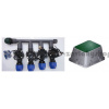 Sestava 4 ks ventilů Rain Bird 24 V + šachta jumbo + manifold (Sestava 4 ks ventilů Rain Bird 100 HV 24 V + manifold + 5 ks BVS 1 + šachta jumbo)