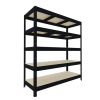 Veľký regál do dielne Biedrax 60 x 160 x 180 cm, čierny, 5 políc OSB 15 mm, nosnosť 400 kg na policu