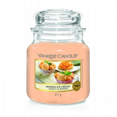 Vonná sviečka Yankee Candle v skle s vekom Mango Ice Cream 411g