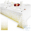 Jednorazový fóliový obrus biely so zlatými bodkami narodeniny sväté prijímanie 274x137cm