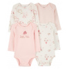 CARTER'S Body dlhý rukáv Pink/Ivory dievča 4ks 3m/ veľ. 62
