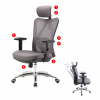 SIHOO Kancelárska stolička SIHOO, ergonomická, nastaviteľná bedrová opierka, nosnosť 150 kg ~ bez podnožky, sivá
