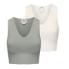 Slazenger 2pk Croptank Womens Green/Sugar 12 (40)