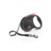 Vodítko Flexi Black Design S opasok 5m/15kg ružová