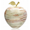 Gemour Dekoračné jablko z pakistanského onyxu – prírodná ozdoba s kovovým lístkom, 3 veľkosti Veľkosť: L