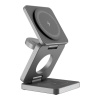 Skladacia bezdrôtová nabíjacia stanica 3v1, 15W, tmavo šedá