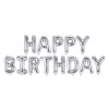 KIK Strieborný fóliový balónik 340x35cm s nápisom Happy Birthday