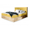 Wilsondo Čalúnená boxspring manželská posteľ WOOD 3 s úložným priestorom - žltá Kronos Rozmer: 180x200