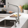 HANSGROHE Metris Select M71 páková drezová batéria s vyťažiteľnou sprškou s prepínaním, 2jet, sBox, výška výtoku 333 mm, vzhľad nerezovej ocele, 73816800