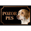 Francúzsky španiel - Kovová tabuľka POZOR PES