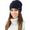 Kamea Tmavomodrá elegantná dámska čiapka na zimu Kamea Onyks, Veľkosť uni, Farba tmavomodrá