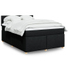 Posteľný rám boxspring s matracom čierny 160x200 cm látka-ForU-3286733