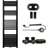 CERANO - Kúpeľňový radiátorový set Franko - kombinované vykurovanie, wifi tyč - stredové pripojenie 50 mm - 514W - čierna matná - 1600x500 mm