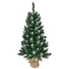 Stromček MagicHome Vianoce Nico, jedľa v jute, zasnežené konce, 90 cm