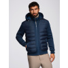 Ombre Quilted bomber jacket with hood and knitted sleeves - navy blue modrá S Ombre 5907064522958