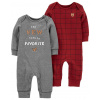 CARTER'S Overal bez nožičiek Red Grey chlapec LBB 2ks NB /veľ.56 1M753610_NB