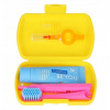 Curaprox Travel Set zubná kefka + CPS medzizubné kefky 2 ks + zubná pasta 10 ml darčeková sada, žltý