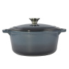 Liatinový hrniec so smaltovaným povrchom 5,2 l (oceľovo modrý) – masívny rodinný kastról s pokrievkou na indukciu aj pečenie