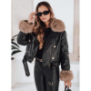 Kožená čierna dámska bunda s kožušinou TY5210, ty5210-XL XL