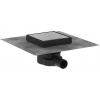 HANSGROHE RainDrain Point podlahová vpusť, mriežka 15 x 15 cm, k položeniu dlažby zozadu krytu, oceľ nerezová kartáčovaná, 56249800