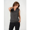 Dámska antracitová pletená vesta s výstrihom do V 19179